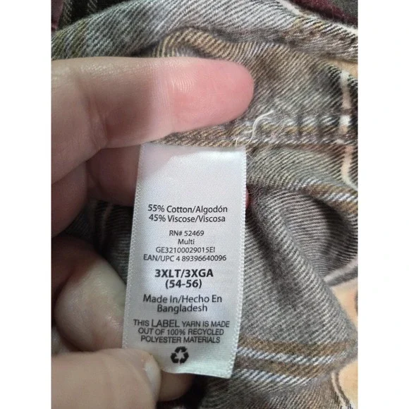 Christmas Flannel Shirt Mens 3XL Plaid Bleach Santa Tell Me What You Want Grunge - Picture 7 of 8